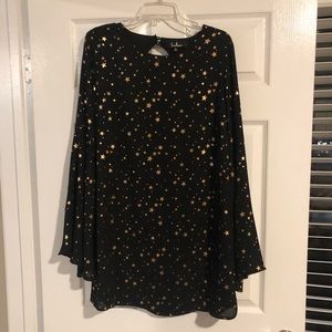 Lulus black dress with rose gold stars